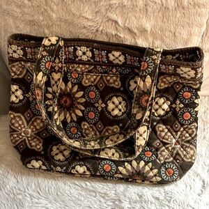 Vera Bradley brown/orange/ white quilted purse!